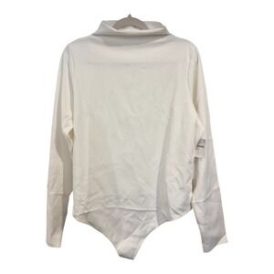 Good American Womens Mock Neck Long Sleeve Bodysuit White GB0354 Size 7 NEW